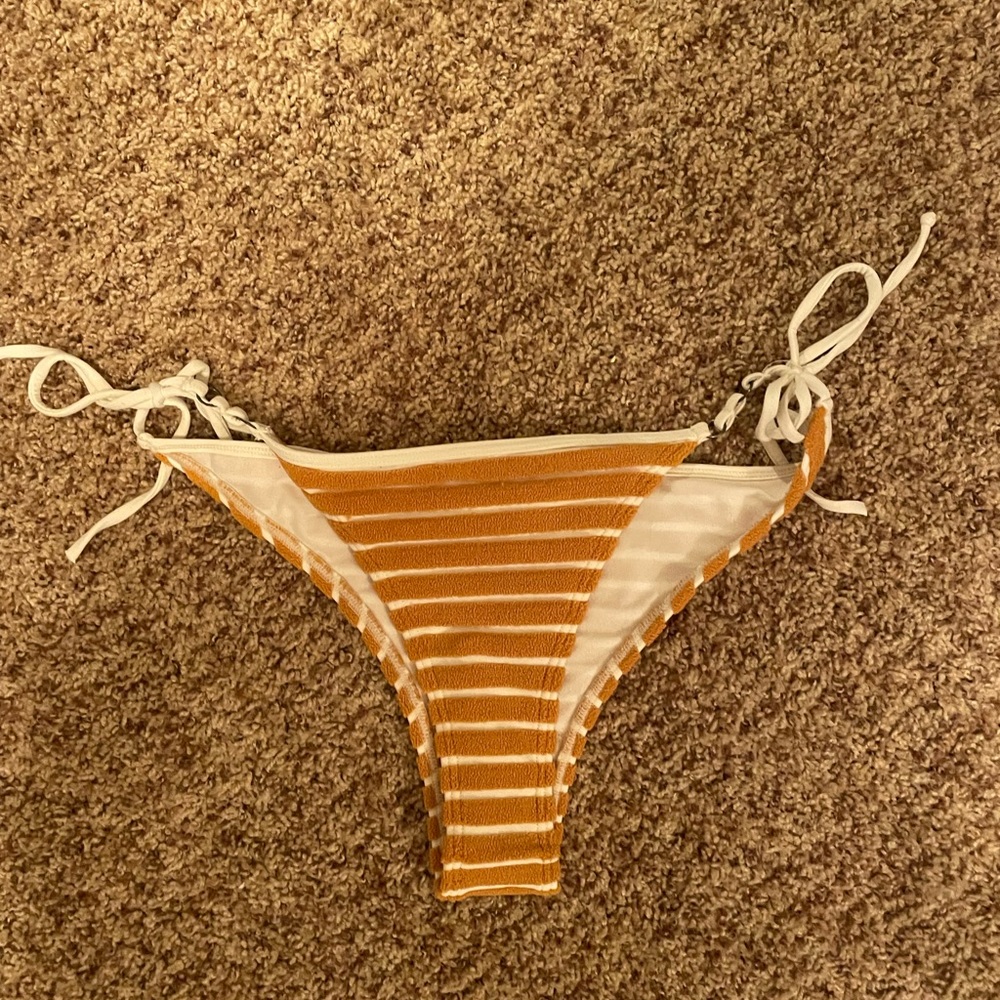 Billabong Yellow and White Stripe Bikini Bottoms